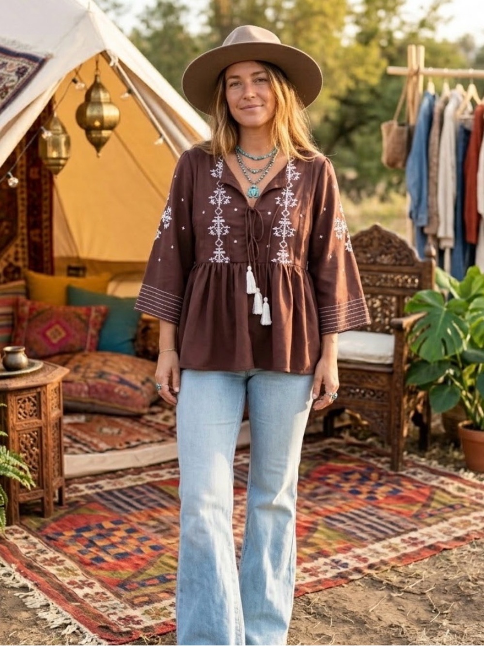PlusS Collection | Embroidered Boho Top